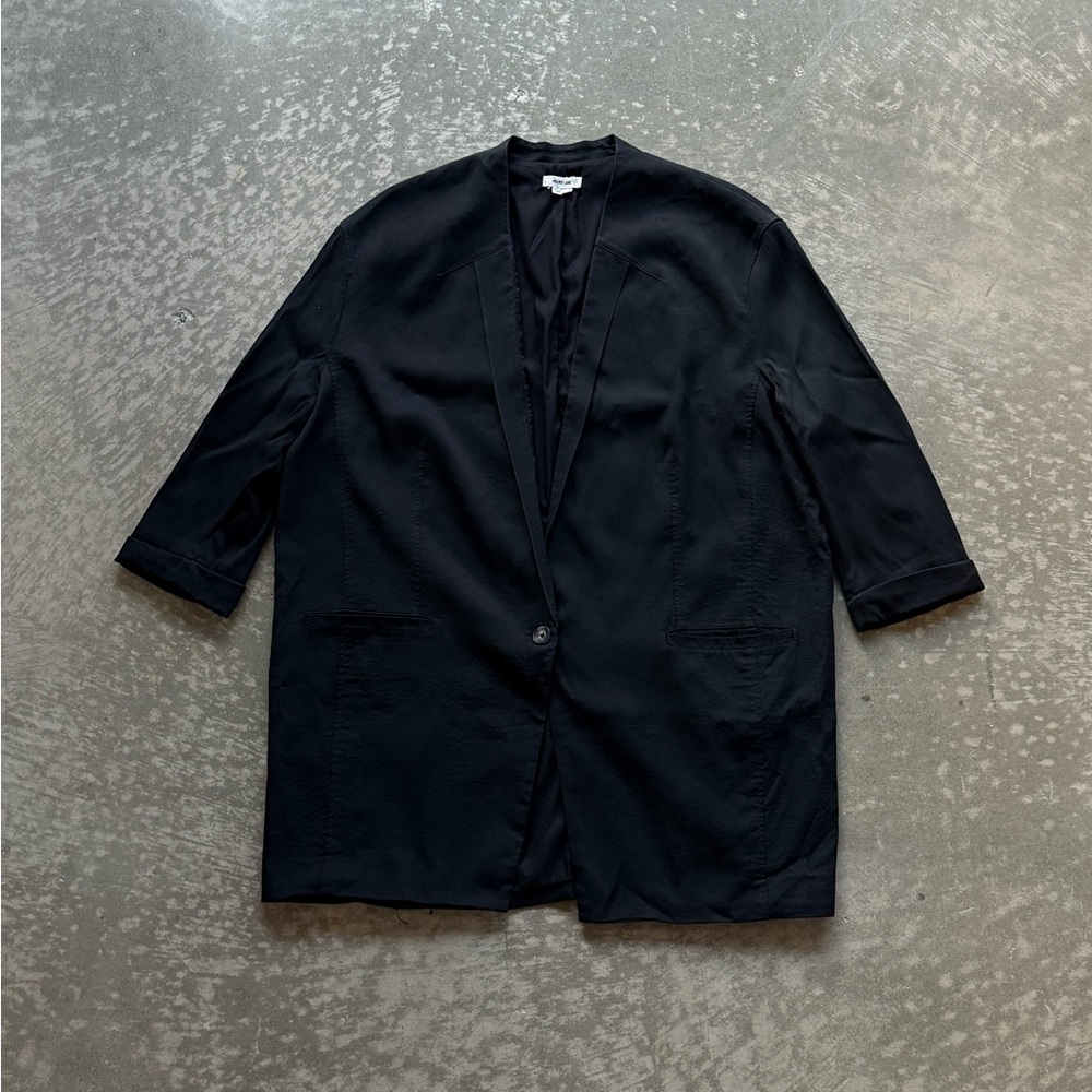 Helmut Lang Women’s Single Button Blazer Black Blazer Size 8/M Cotton Silk Blend